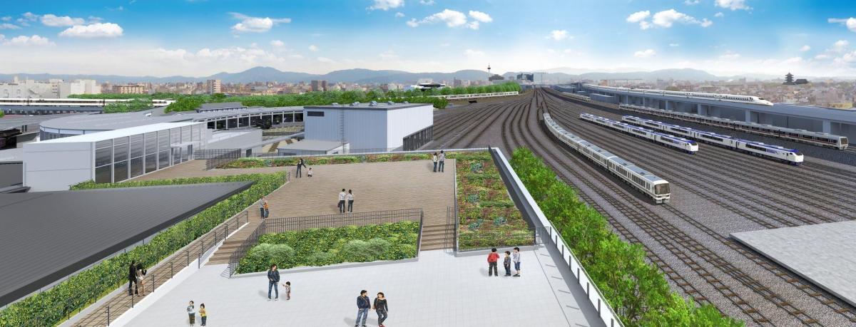 CGI impression of the terrace at Kyoto Railway Museum