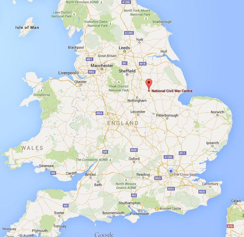 Newark on UK map