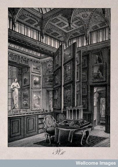 Lithograph (1830) of the picture gallery in Sir John Soane's Museum, London