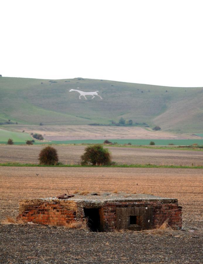 Pillbox in foreground, White Horse Hill behind