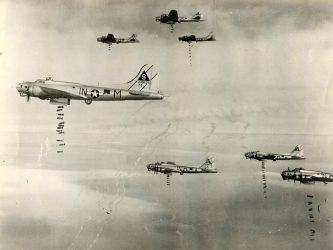 B-17 bombers dropping bombs