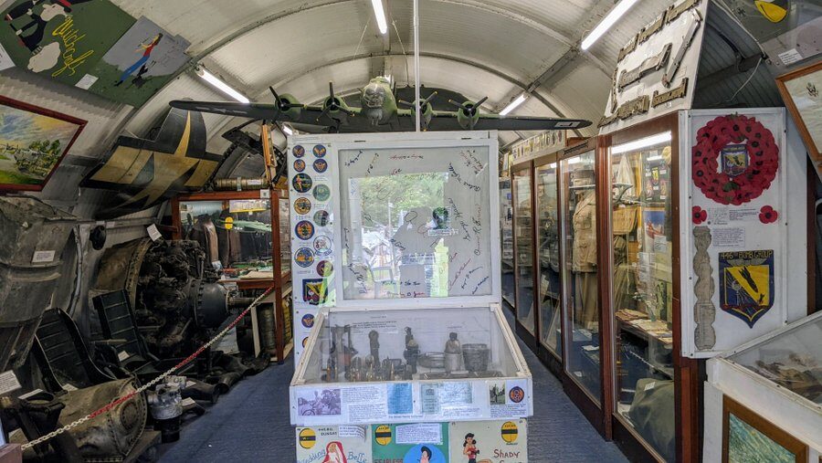 A view of the displays inside the museum Nissen hut