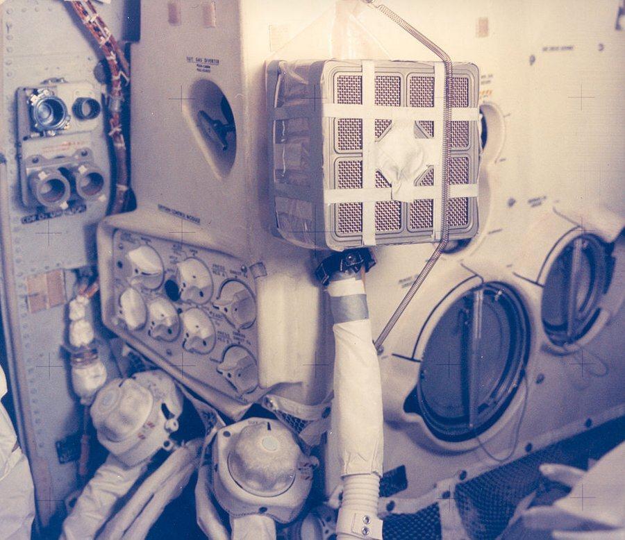 The emergency CO2 scrubber in Apollo 13 LM
