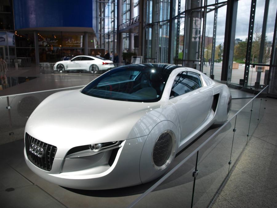 Futuristic-looking silver Audi concept car