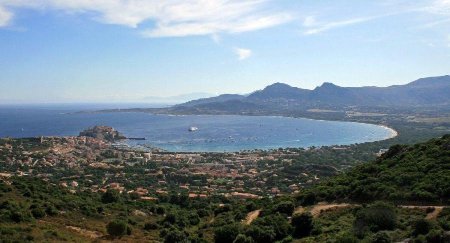 View looking down on Calvi and its large bay
