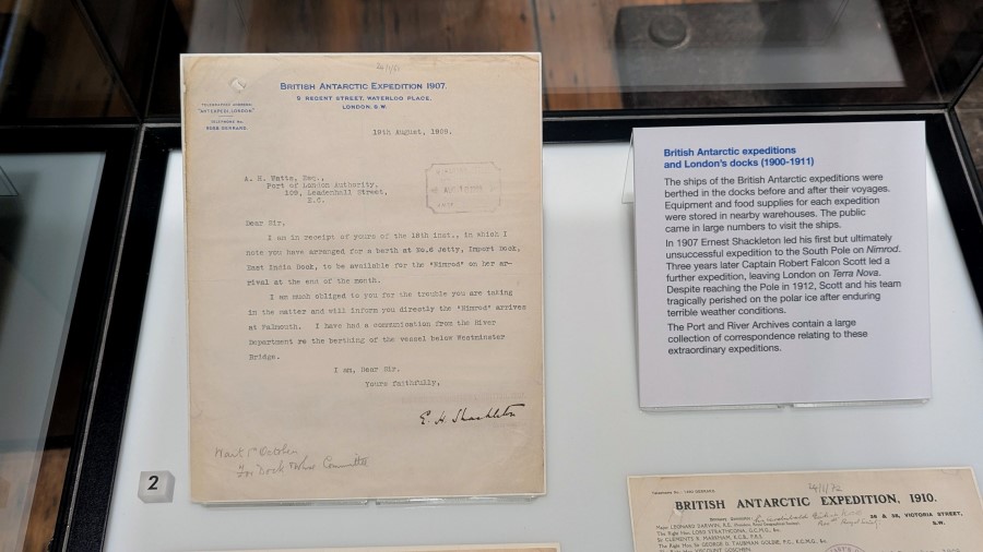 An old letter in a display case