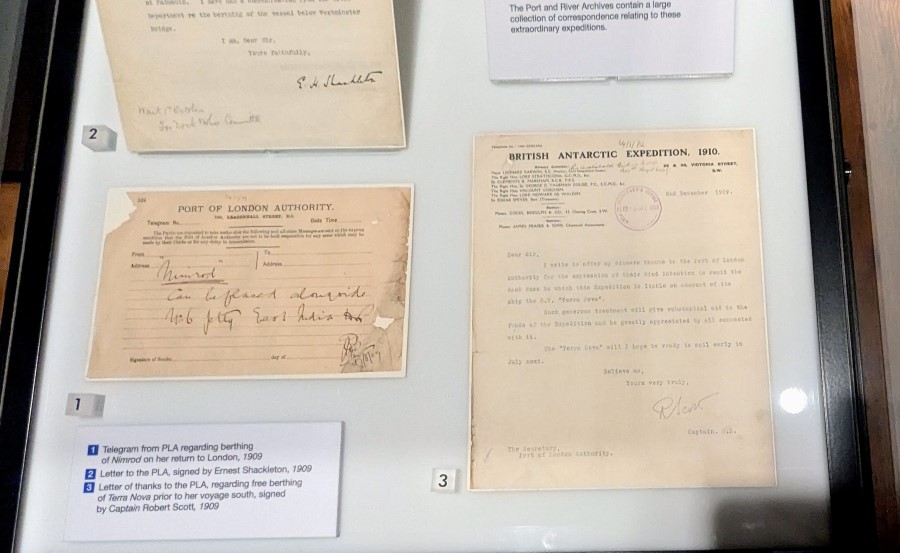 Old correspondence in a display case