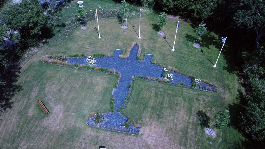 Aerial view of the C-47 memorial garden