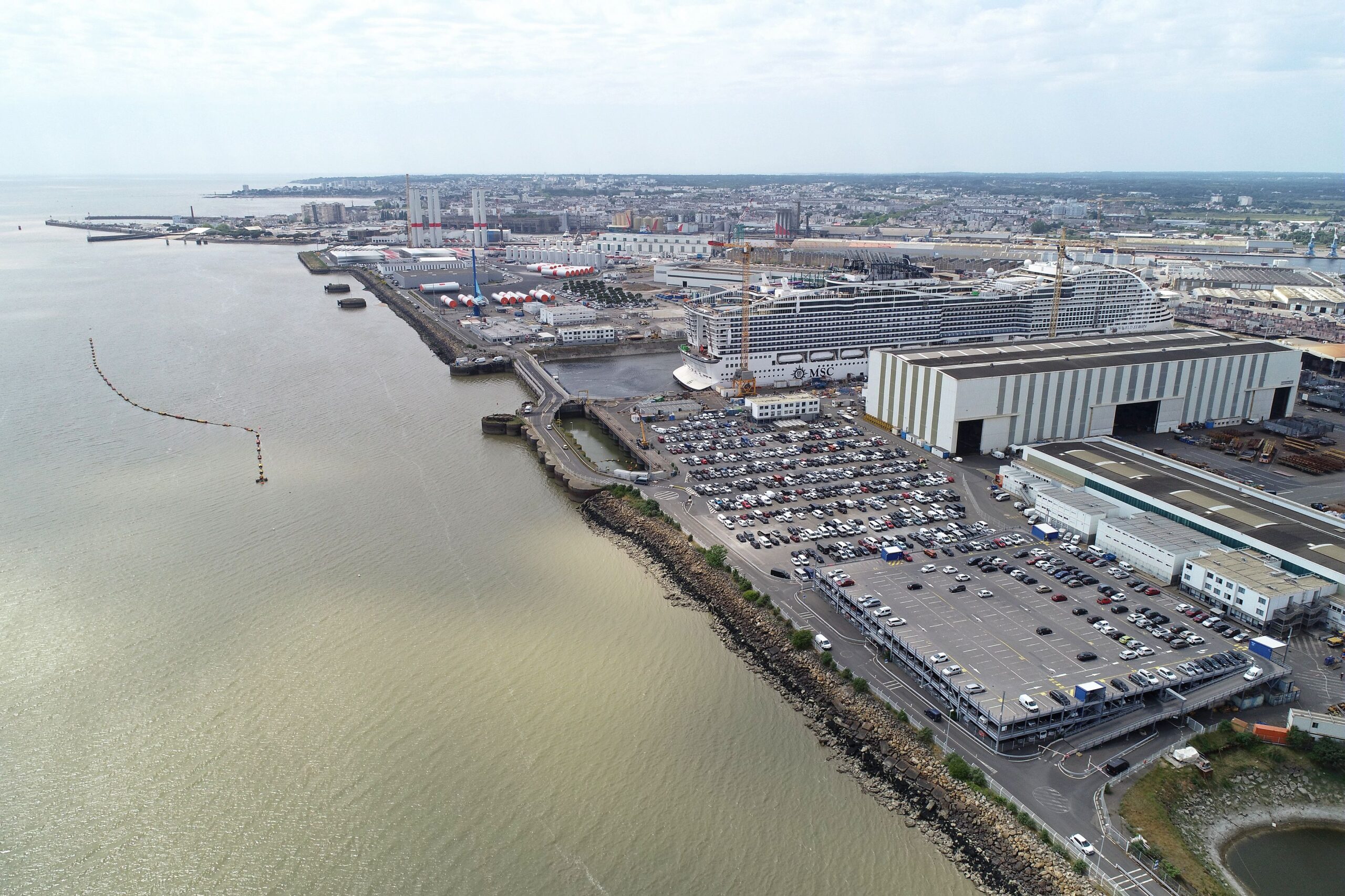 Aerial view of the shipyard looking towards the town itself