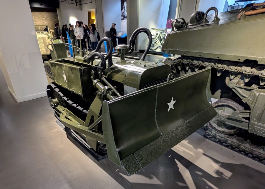 Small green bulldozer