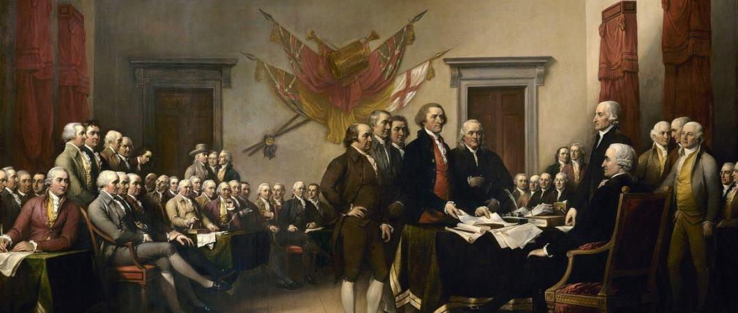 Oil painting of the scene at the second Continental Congress 1776