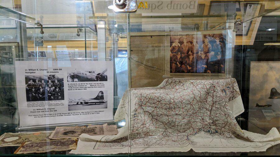 Silk escape map in a display case