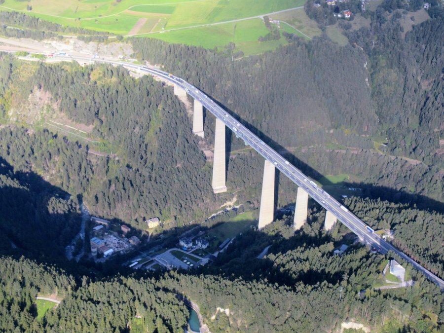 Aerial view of Europa Bridge outside Innsbruck
