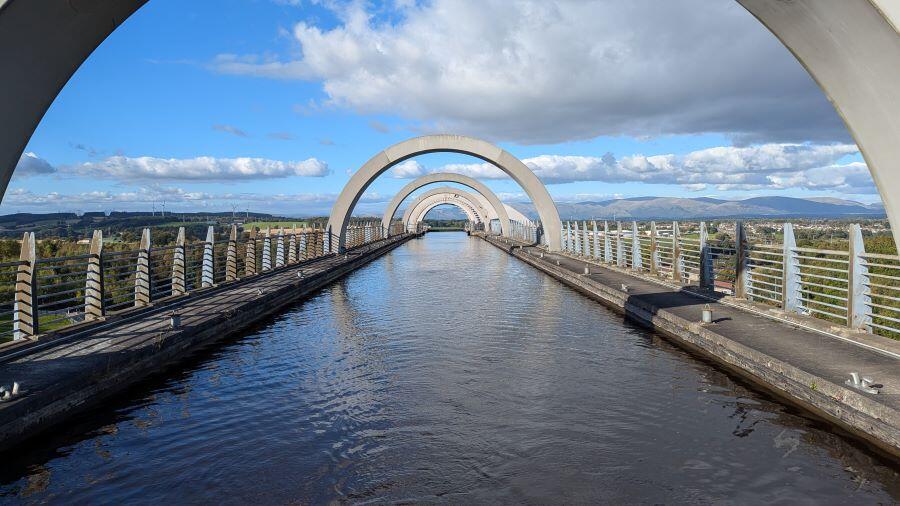 View along the Falkirk Wheel aqueduct