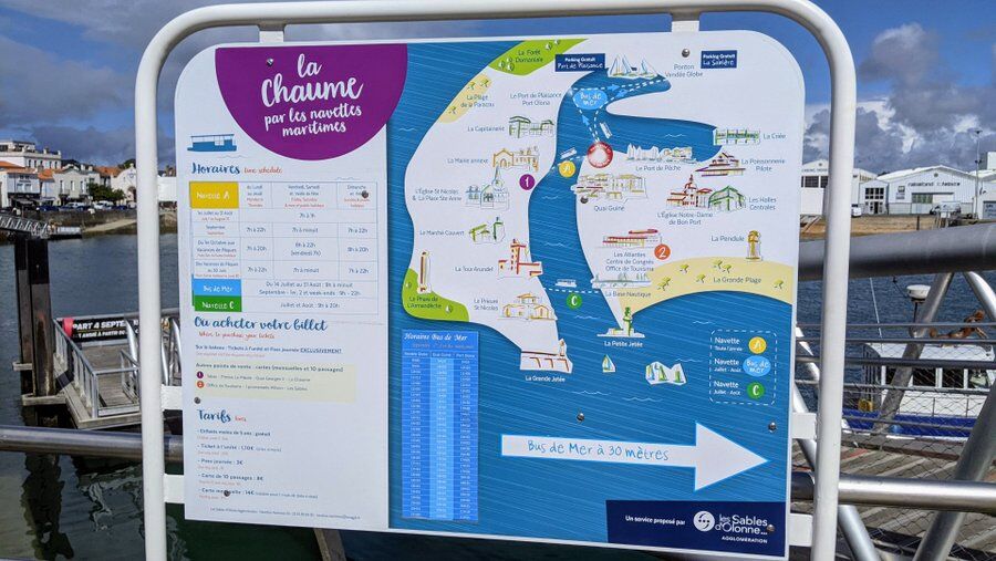 Quayside map explaining routes and tariffs