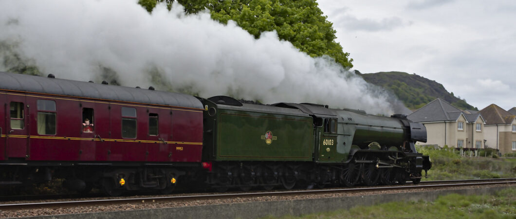 Flying Scotsman steaming away from the camera