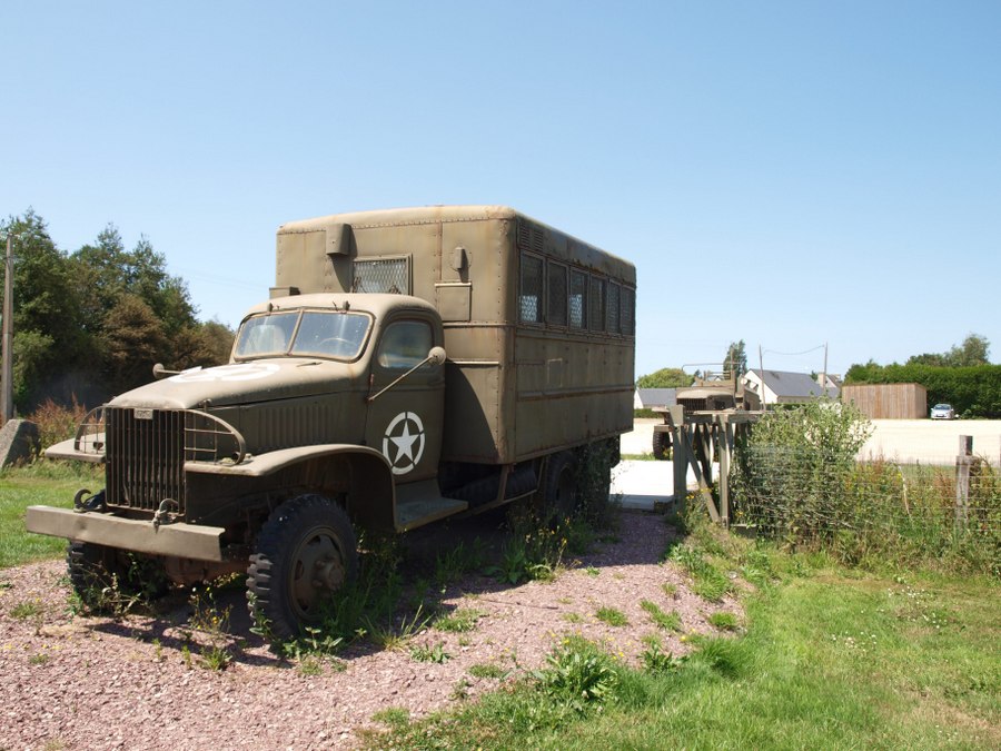 US Army truck with mesh-covered windows