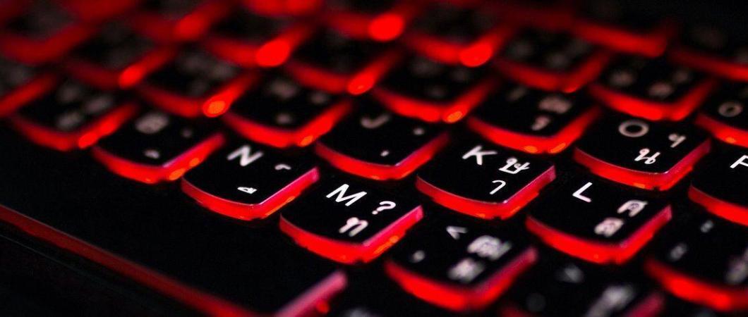 Close up of a red backlit gaming keyboard