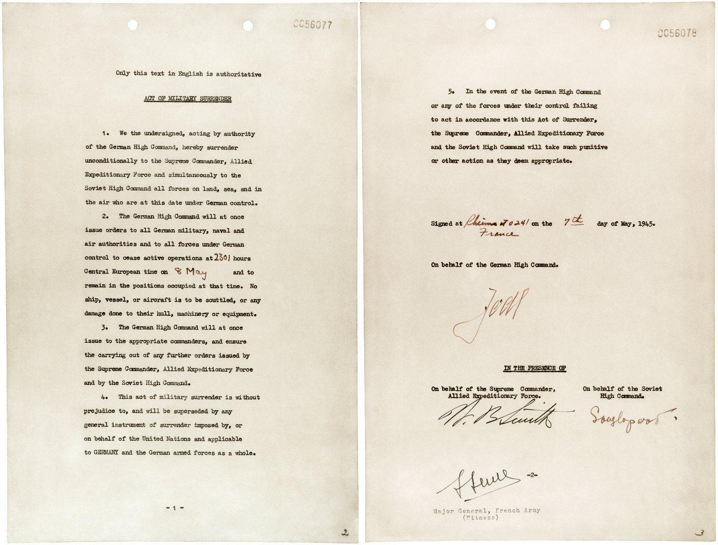 Photo of the German instrument of surrender