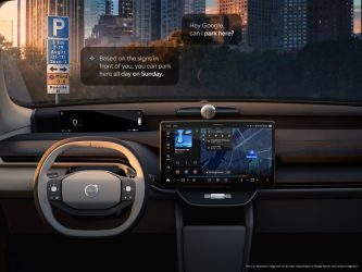 AI generated image of a car dashboard and screen with a conversation being displayed on it