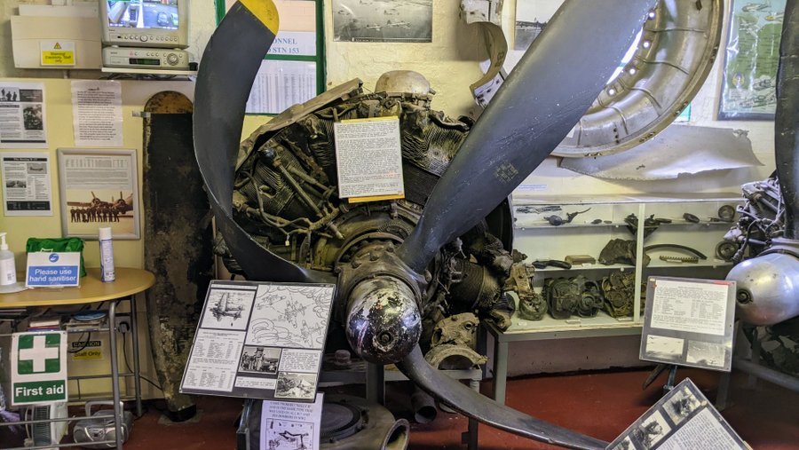 A mangled aero engine and propeller
