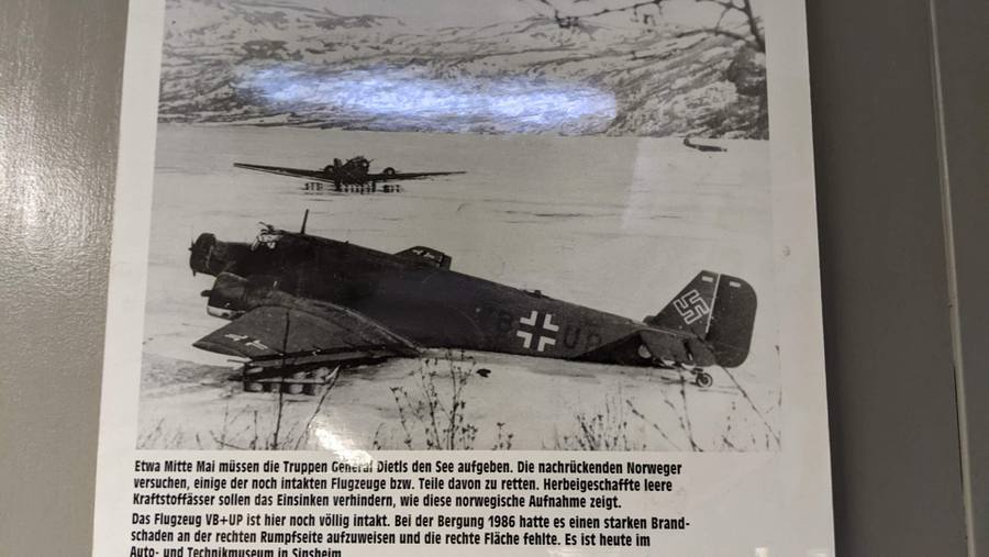 Black & white photo of two Junkers 52s stranded on the frozen lake