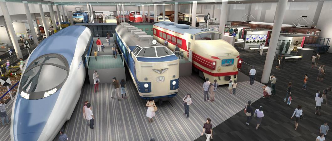 CGI impression of new Kyoto railway Museum interior