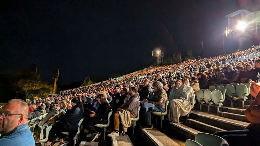 View of part of the audience settling for the start of the show