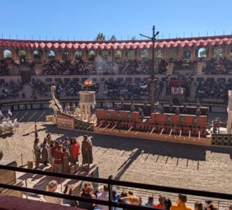 Performance in a recreated Roman coliseum