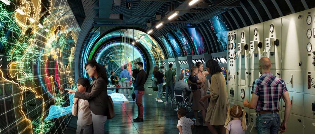 Design render of visitors in one of the new tunnel galleries
