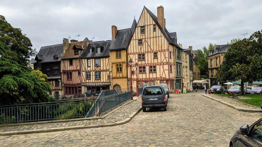 Red timbered house in a cobbled square