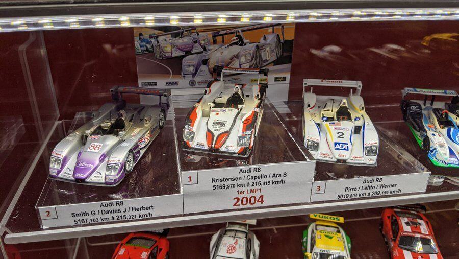 Closer view of models cars at the 24hr Le Mans museum