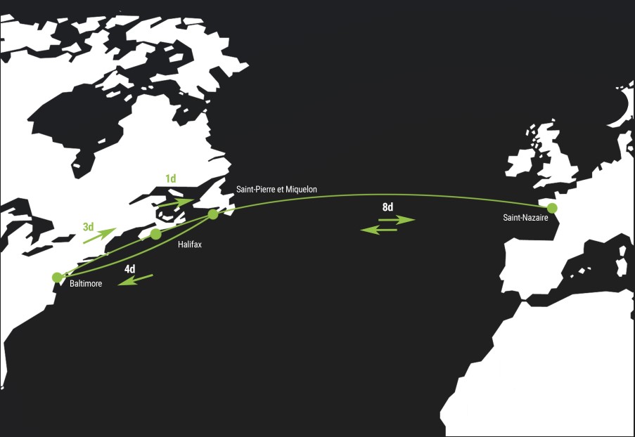 Transatlantic route map
