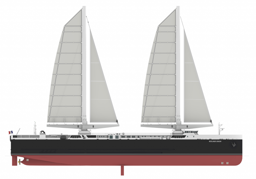 Graphic illustration of the Neoliner ship from the side