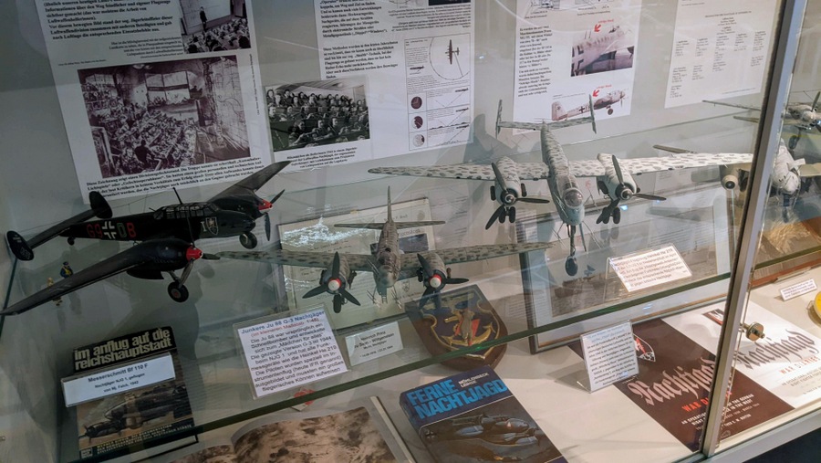 Models of night fighters and a selection of books