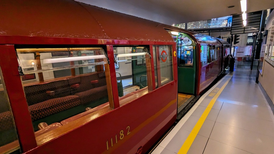 Old, red coloured Northern Line tube carriage