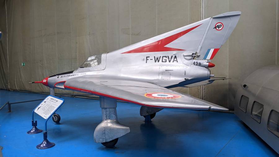 A tiny delta wing jet with a fin that runs the length of the fuselage to the cockpit.