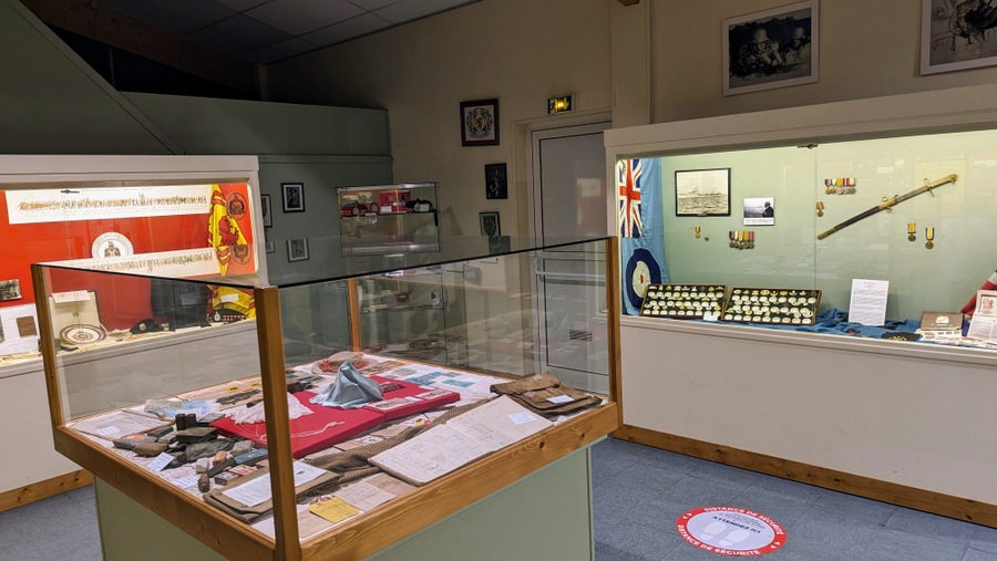 A gallery with display cases