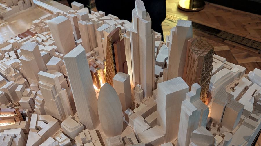 3D wooden model of buildings in central London