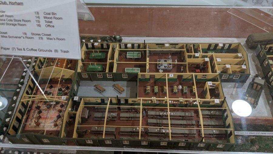 3d cutaway model of the air base's Red Cross club for recuperation & R&R