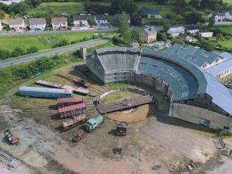 Aerial view of the railway roundhouse