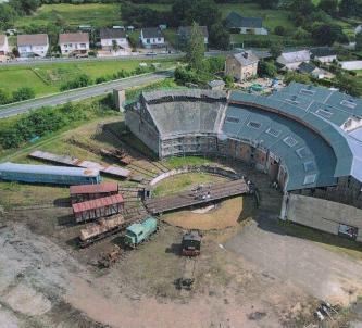 Aerial view of the railway roundhouse