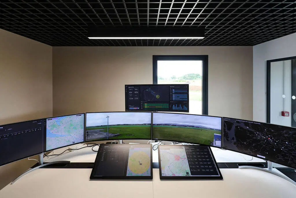 Control room with digital displays