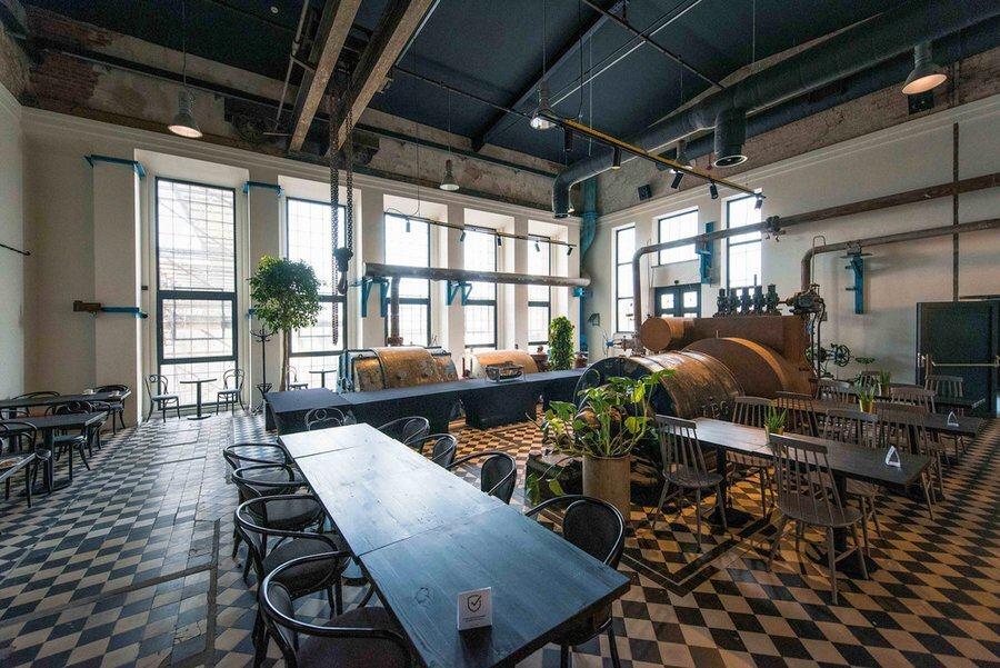 An old sugar factory is turned into a modern hotel complex with