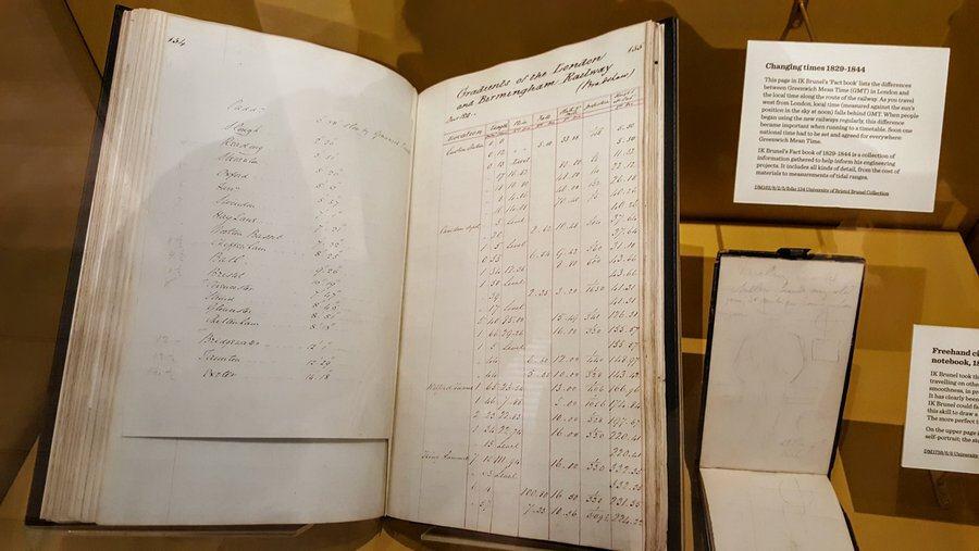 Notes in IK Brunel's notebook at Being Brunel museum