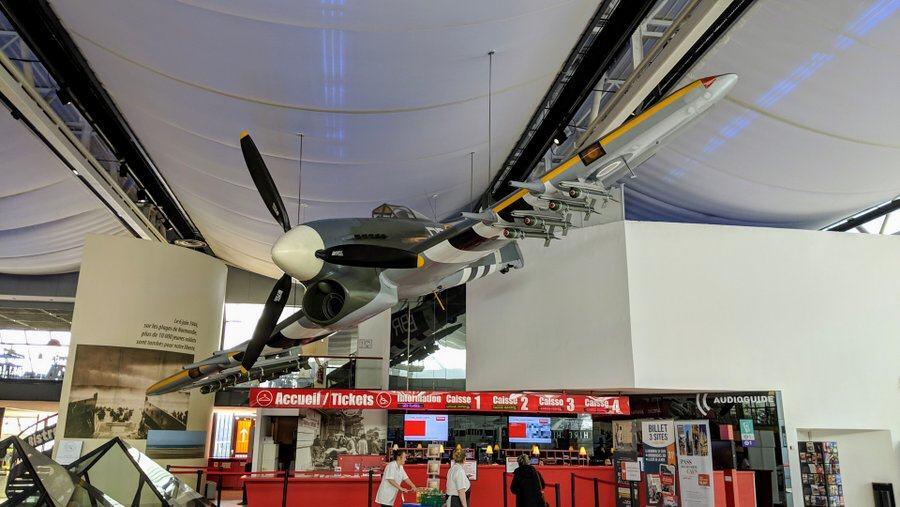 Rocket-armed Typhoon replica suspended from the ceiling