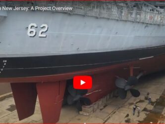 Battleship in dry-dock video poster image