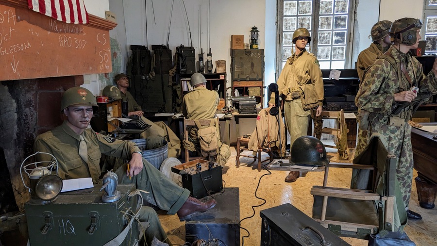 US Soldiers working or relaxing in the command centre