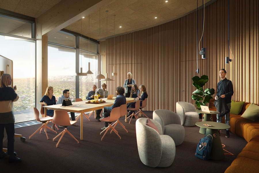 Artist's digital rendition of a World of Volvo meeting space