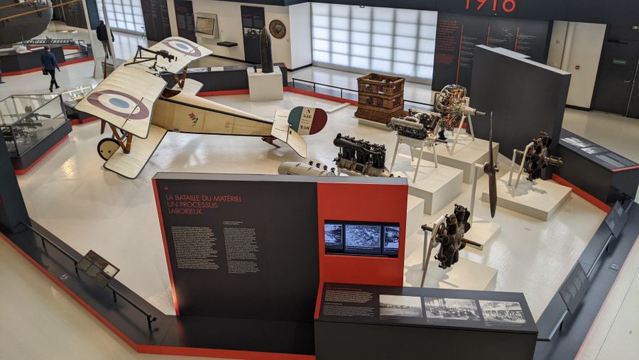 View of a display area with a collection of aero engines